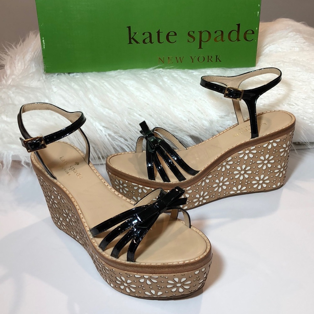 Kate Spade Leather Flower Wedge Sandals-Brand New!